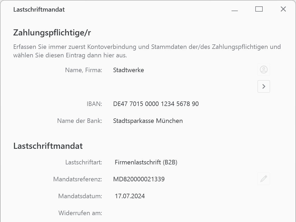 Banking4 Business Lastschriftmandat B2B