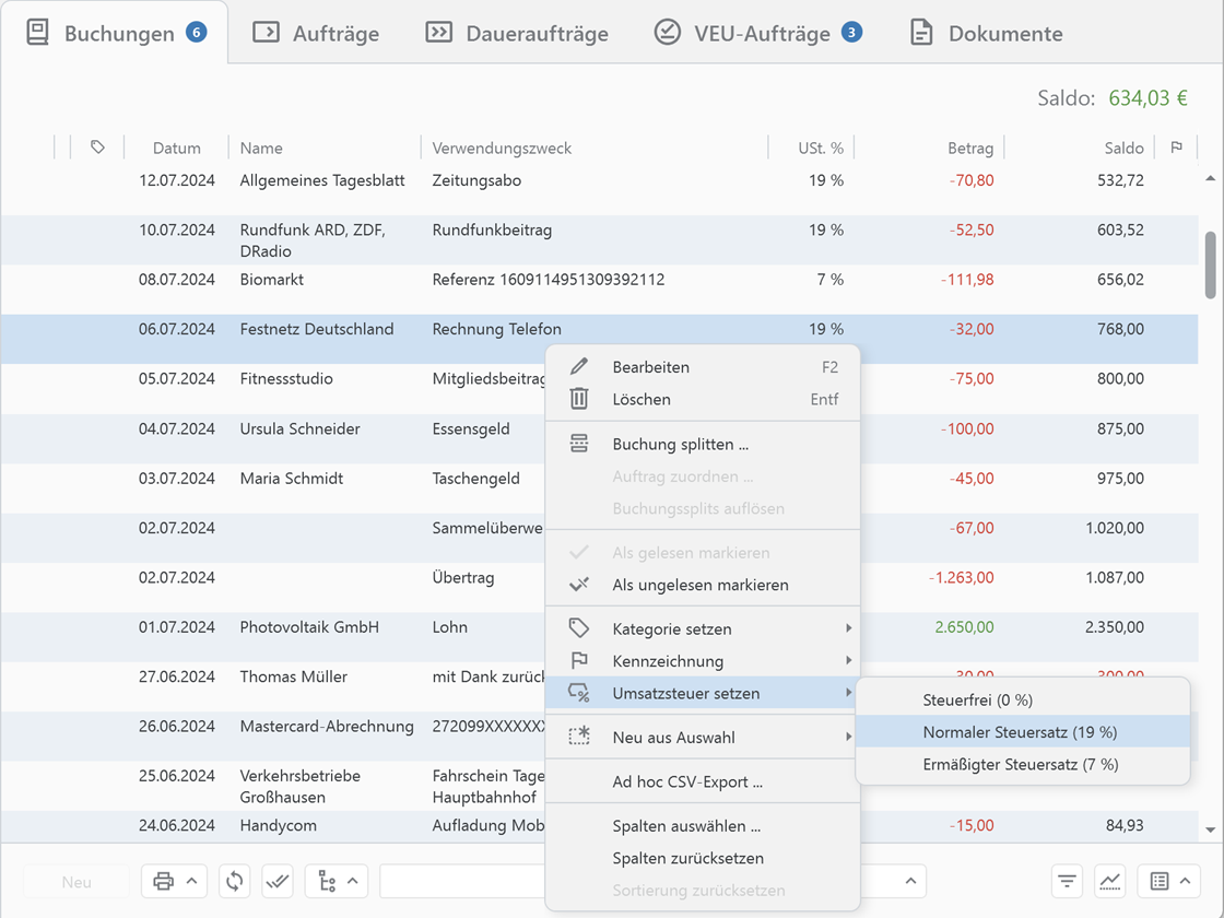 Banking4 Business Kategorienkatalog
