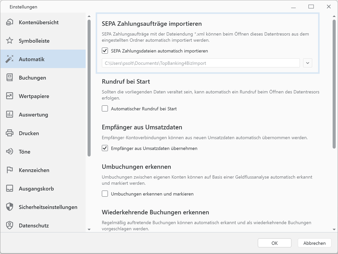 Banking4 Business Auto-Import von SEPA-Zahlungsdateien