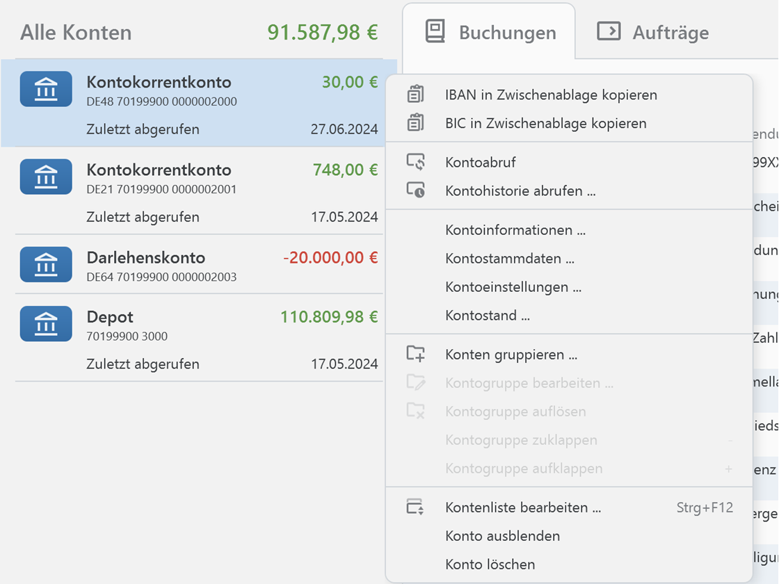 Banking4 Home Kontenübersicht