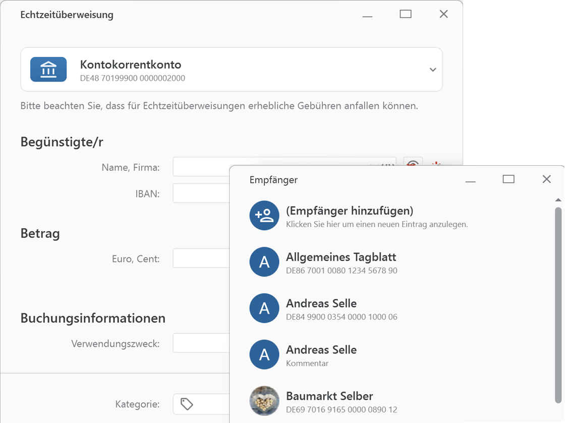 Banking4 Home Echtzeitüberweisung