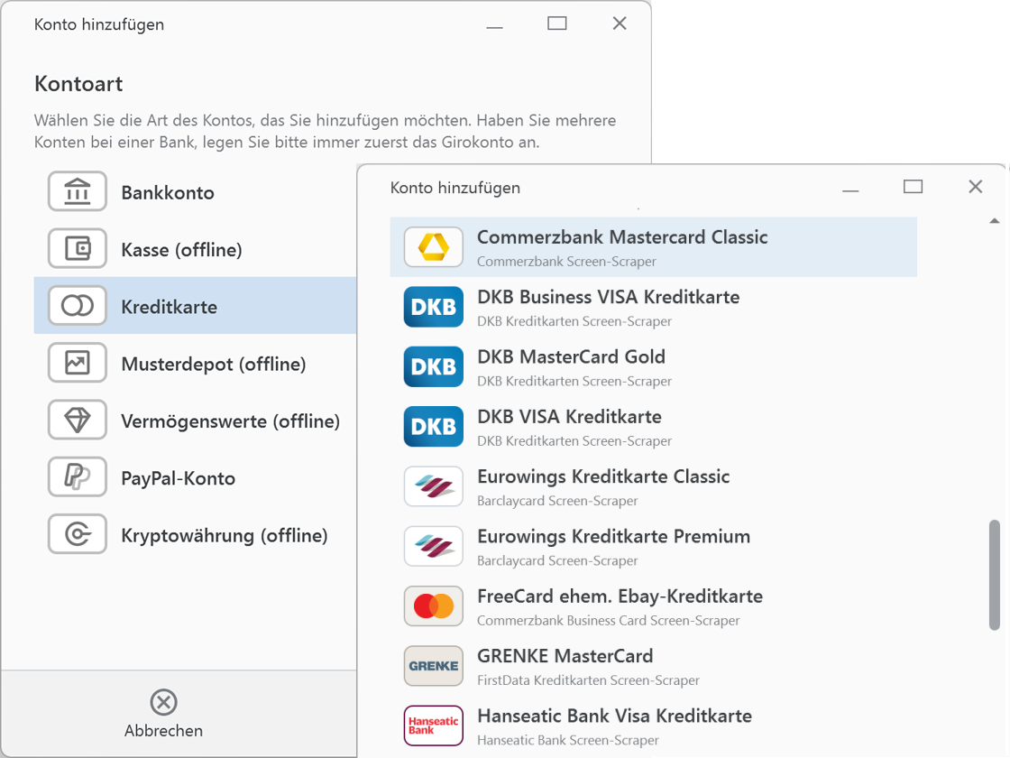 Banking4 Professional Kontoarten