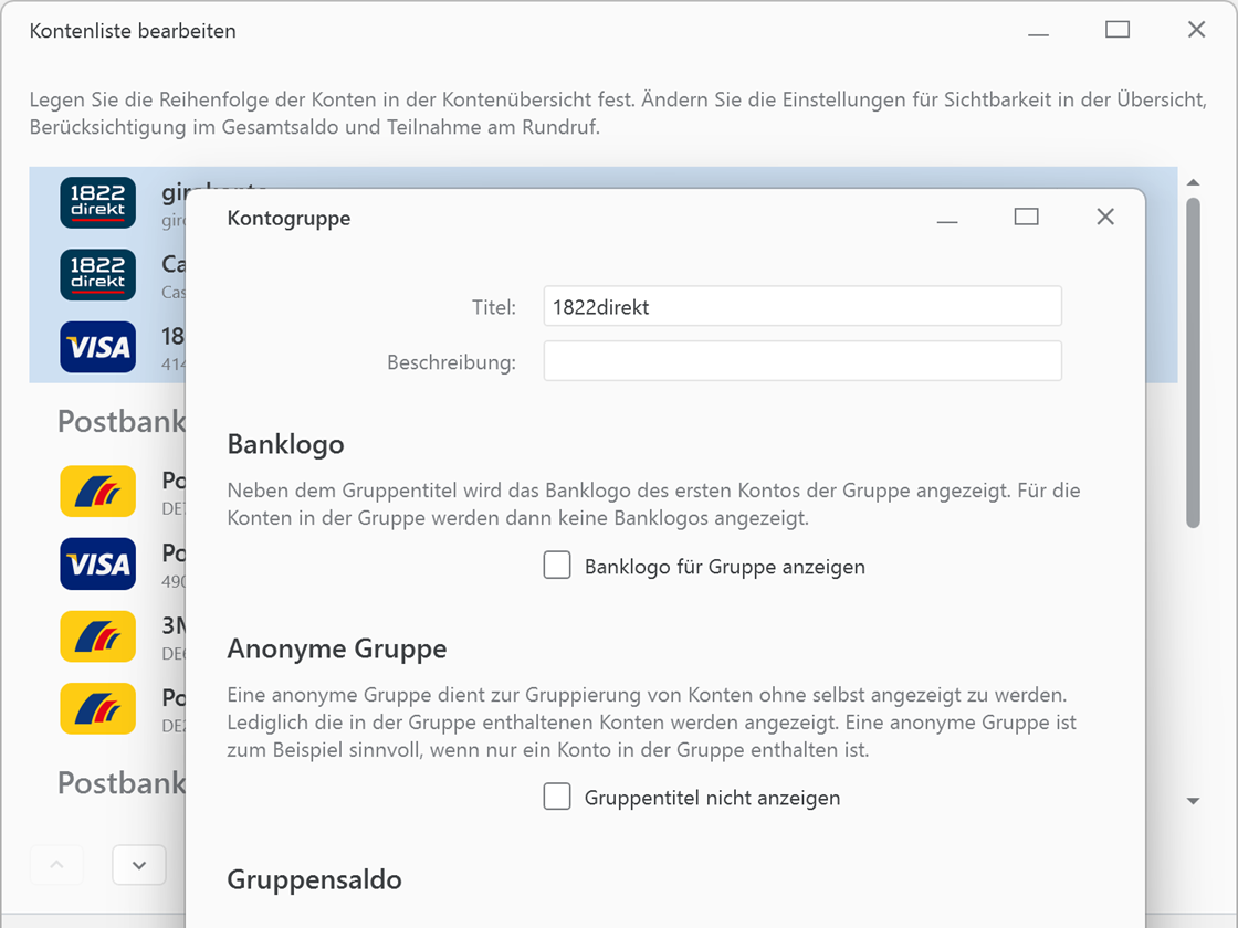 Banking4 Professional Kontenübersicht