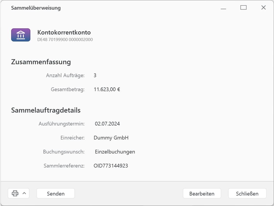 Banking4 Professional Sammelüberweisung
